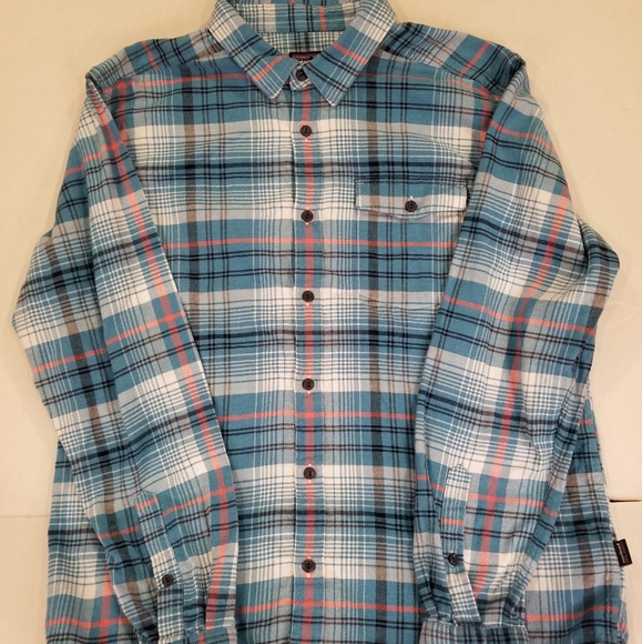 Patagonia Fjord Flannel Size L / Large Men’s Long Sleeve Blue Plaid Button Up - Picture 2 of 8